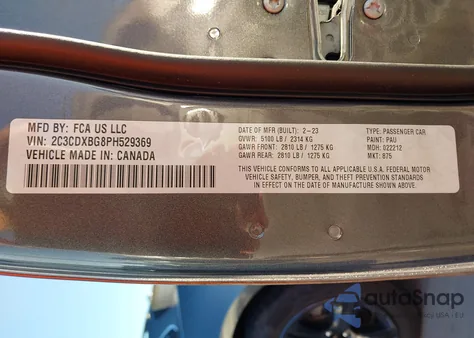 2023 Dodge Charger Sxt z USA, uszkodzony, nr VIN 2C3CDXBG8PH529369